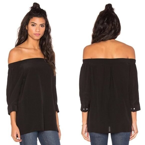 Theory Black Off-Shoulder Blouse - Picture 1 of 9